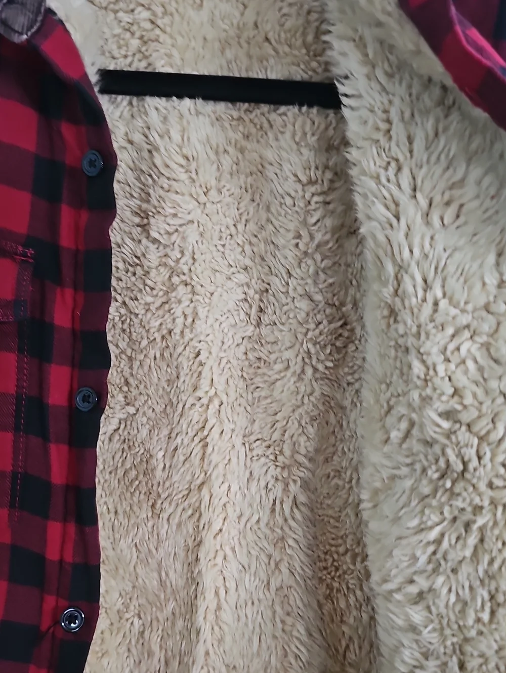 Gap Kids Red and Black Buffalo Plaid Sherpa-Lined Button-Down Jacket